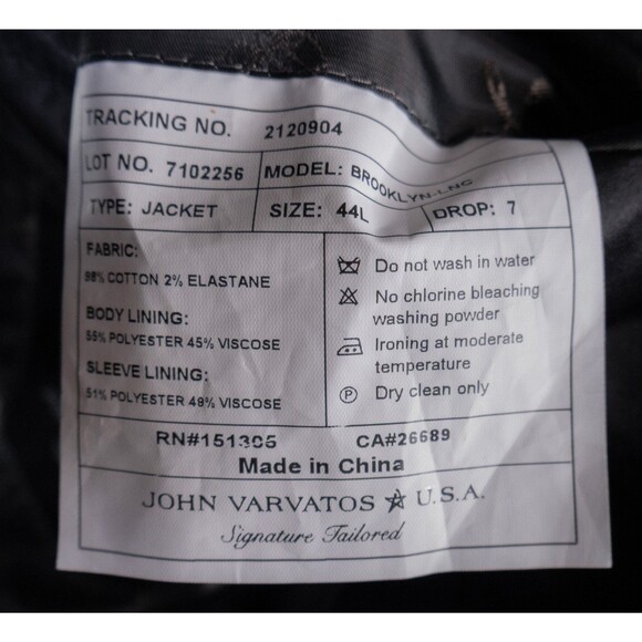 John Varvatos Signature Tailored Tuxedo Jacket blazer Sz 44L Cotton Stretch EUC - Picture 11 of 14